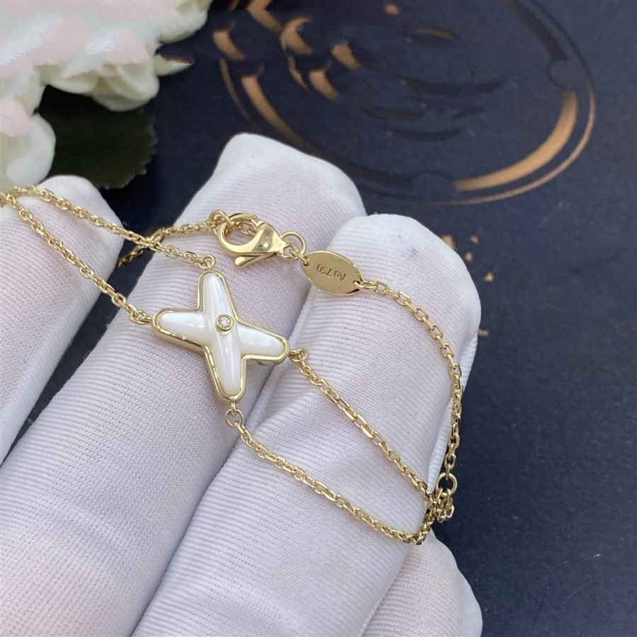 [Okajuri Jewelry]JEUX BRACELET WHITE MOP GOLD 1 DIAMOND