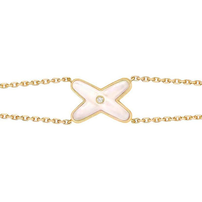 [Okajuri Jewelry]JEUX BRACELET WHITE MOP GOLD 1 DIAMOND