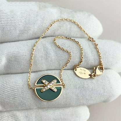 [Okajuri Jewelry]JEUX DE BRACELET MALACHITE PINK GOLD DIAMONDS