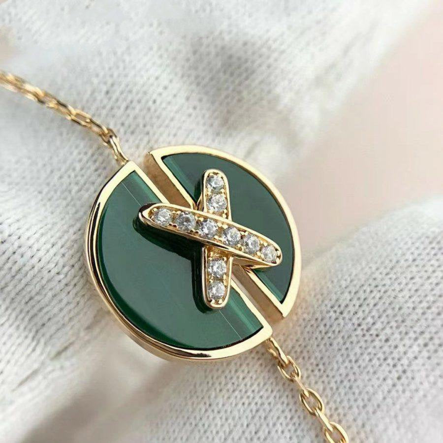 [Okajuri Jewelry]JEUX DE BRACELET MALACHITE PINK GOLD DIAMONDS