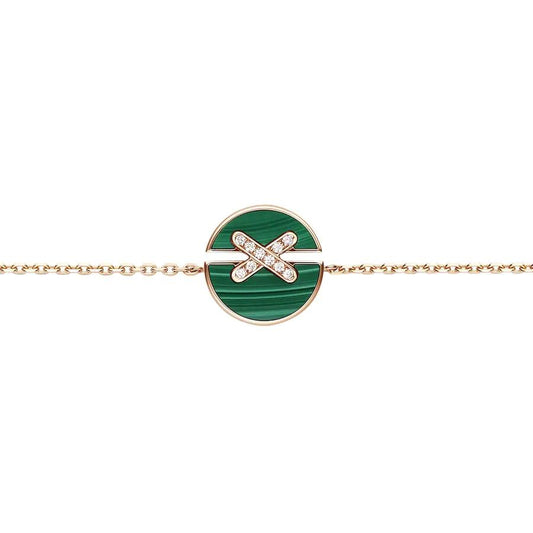 [Okajuri Jewelry]JEUX DE BRACELET MALACHITE PINK GOLD DIAMONDS