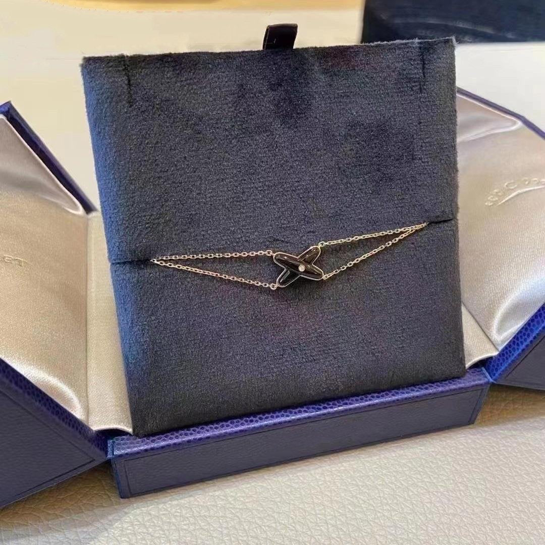 [Okajuri Jewelry]JEUX BRACELET ONYX PINK GOLD 1 DIAMOND