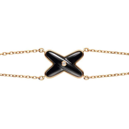[Okajuri Jewelry]JEUX BRACELET ONYX PINK GOLD 1 DIAMOND