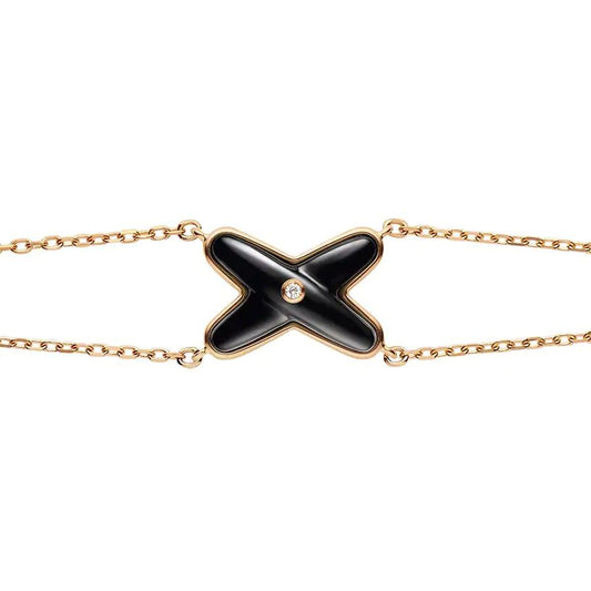 [Okajuri Jewelry]JEUX BRACELET ONYX PINK GOLD 1 DIAMOND