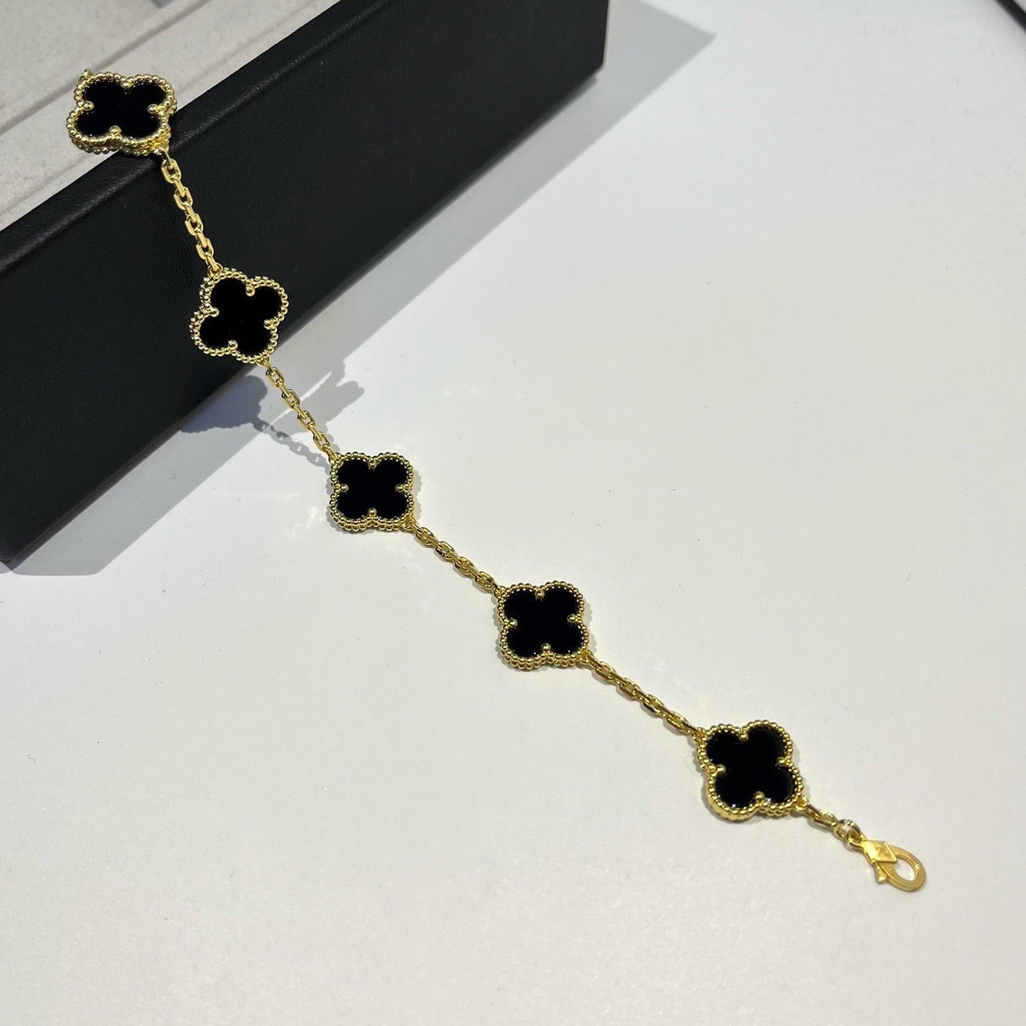 [Okajuri Jewelry]CLOVER  5 MOTIFS BLACK ONYX BRACELET