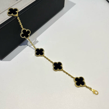 [Okajuri Jewelry]CLOVER  5 MOTIFS BLACK ONYX BRACELET