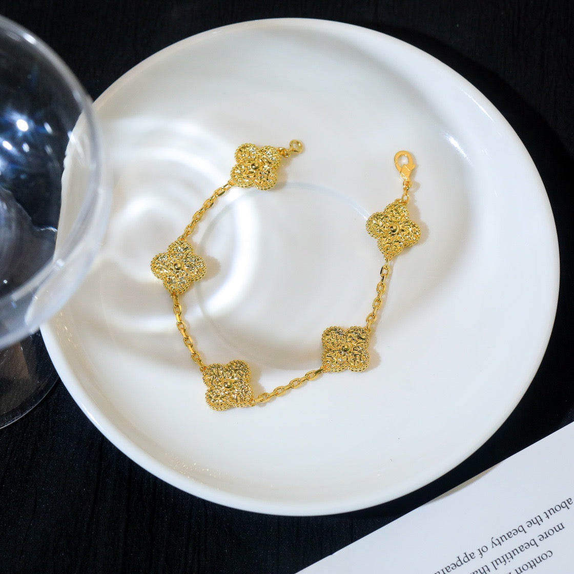 [Okajuri Jewelry]CLOVER 5 MOTIFS BRONZING BRACELET