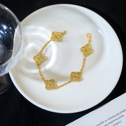 [Okajuri Jewelry]CLOVER 5 MOTIFS BRONZING BRACELET