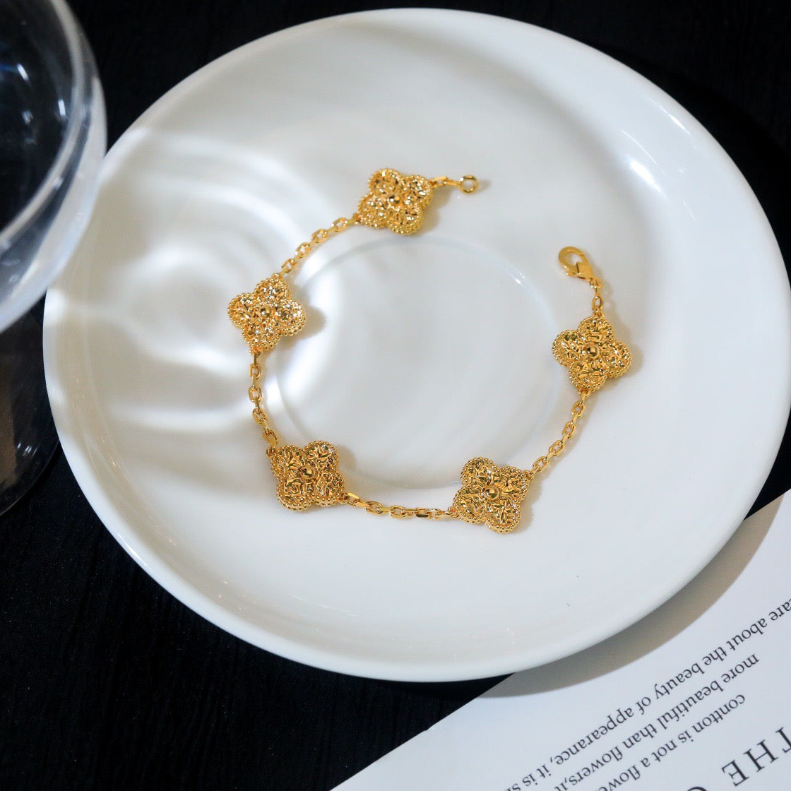 [Okajuri Jewelry]CLOVER 5 MOTIFS BRONZING BRACELET