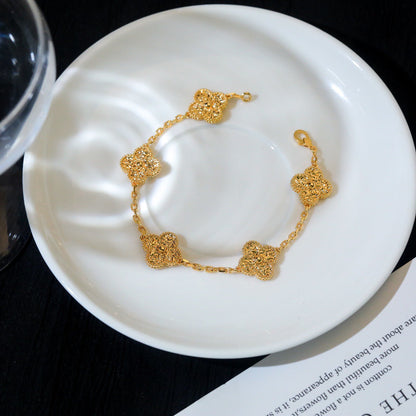 [Okajuri Jewelry]CLOVER 5 MOTIFS BRONZING BRACELET