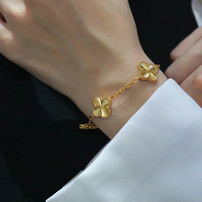 [Okajuri Jewelry]CLOVER 5 FLOWERS LASER BRACELET