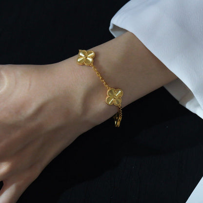 [Okajuri Jewelry]CLOVER 5 FLOWERS LASER BRACELET