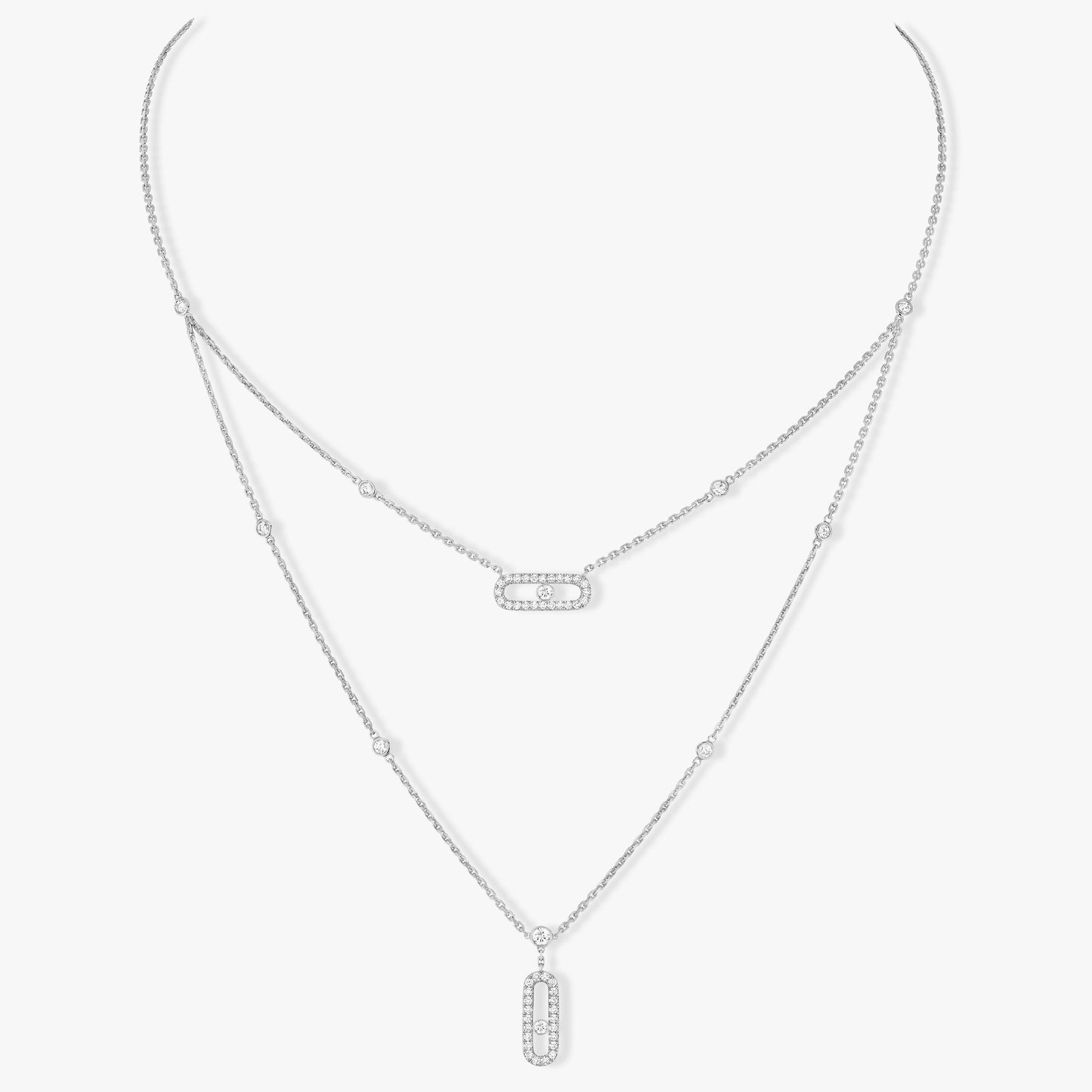 [Okajuri Jewelry]MOVE 2 ROW DIAMOND NECKLACE