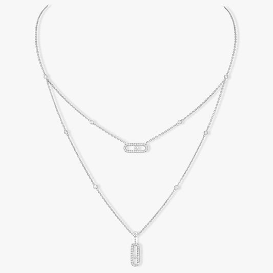 [Okajuri Jewelry]MOVE 2 ROW DIAMOND NECKLACE