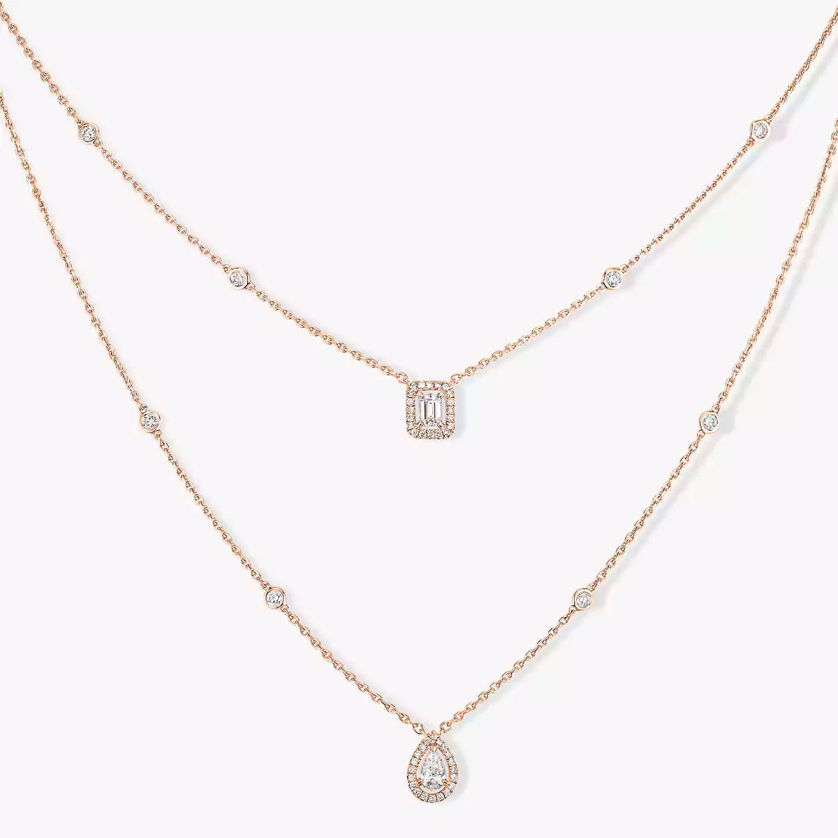 [Okajuri Jewelry]Diamond Necklace My Twin 2 Rows