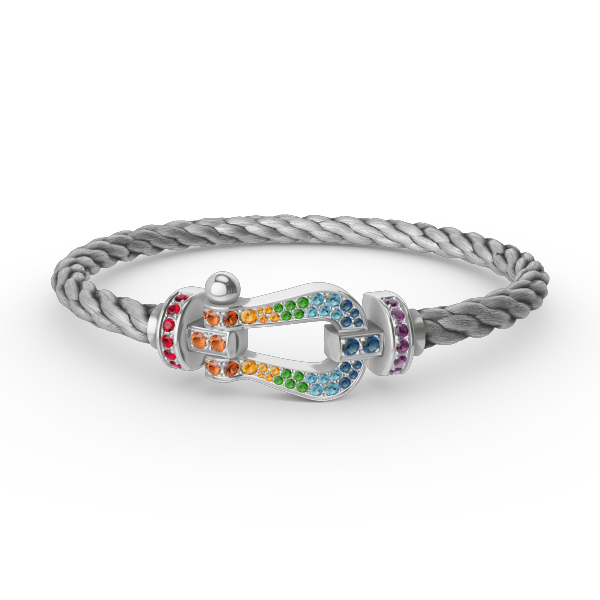 [Okajuri Jewelry] FORC LARGE HORSESHOE  COLORED DIAMOND BRACELET SILVER