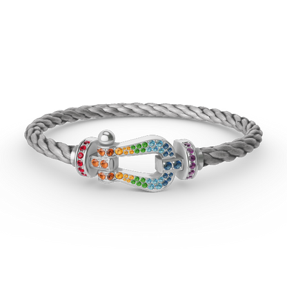 [Okajuri Jewelry] FORC LARGE HORSESHOE  COLORED DIAMOND BRACELET SILVER
