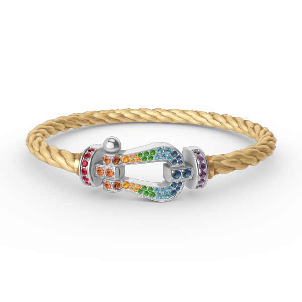 [Okajuri Jewelry] FORC LARGE HORSESHOE  COLORED DIAMOND BRACELET SILVER