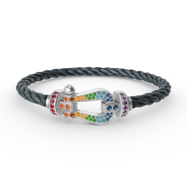 [Okajuri Jewelry] FORC LARGE HORSESHOE  COLORED DIAMOND BRACELET SILVER