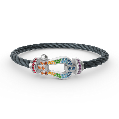 [Okajuri Jewelry] FORC LARGE HORSESHOE  COLORED DIAMOND BRACELET SILVER