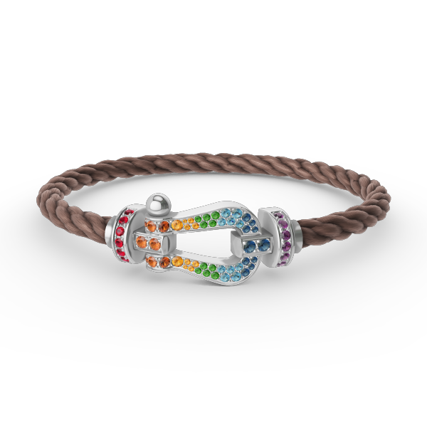 [Okajuri Jewelry] FORC LARGE HORSESHOE  COLORED DIAMOND BRACELET SILVER