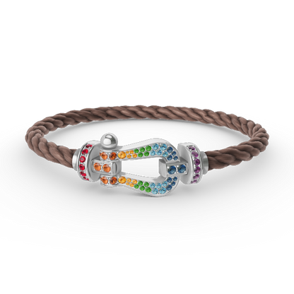 [Okajuri Jewelry] FORC LARGE HORSESHOE  COLORED DIAMOND BRACELET SILVER
