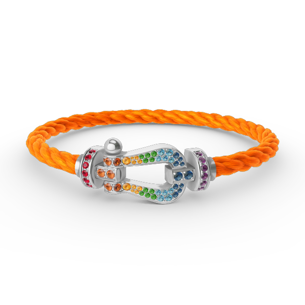 [Okajuri Jewelry] FORC LARGE HORSESHOE  COLORED DIAMOND BRACELET SILVER