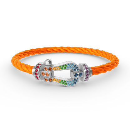 [Okajuri Jewelry] FORC LARGE HORSESHOE  COLORED DIAMOND BRACELET SILVER