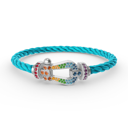 [Okajuri Jewelry] FORC LARGE HORSESHOE  COLORED DIAMOND BRACELET SILVER