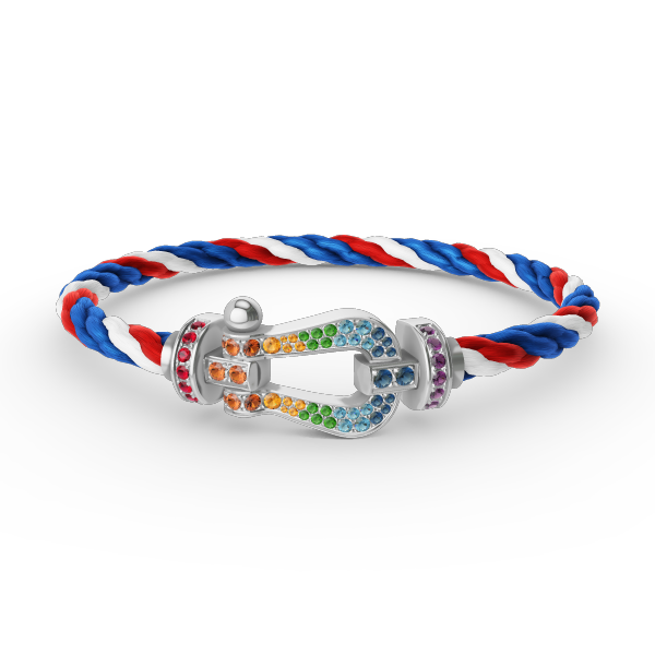 [Okajuri Jewelry]FORC LARGE HORSESHOE  COLORED DIAMOND BRACELET SILVER