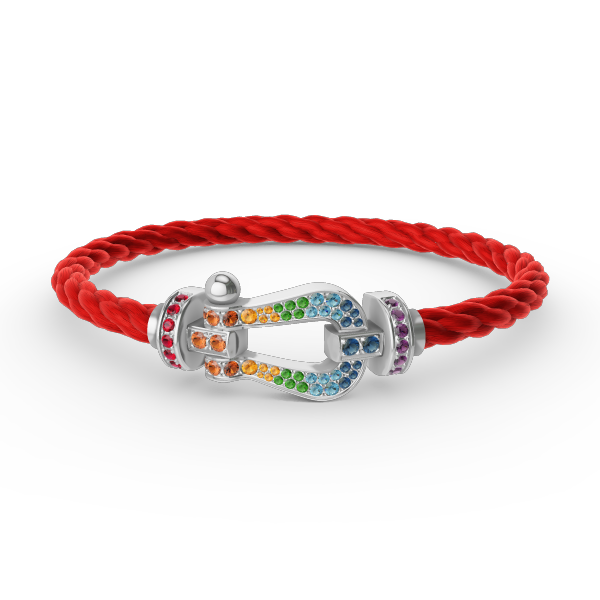 [Okajuri Jewelry] FORC LARGE HORSESHOE  COLORED DIAMOND BRACELET SILVER