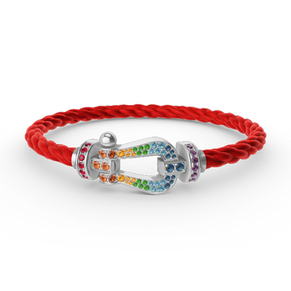 [Okajuri Jewelry] FORC LARGE HORSESHOE  COLORED DIAMOND BRACELET SILVER