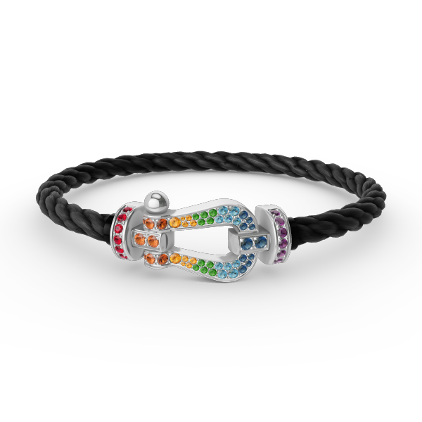 [Okajuri Jewelry] FORC LARGE HORSESHOE  COLORED DIAMOND BRACELET SILVER