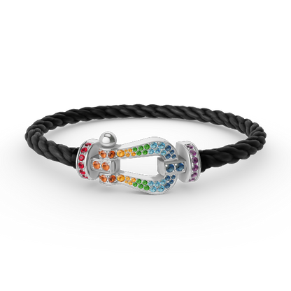 [Okajuri Jewelry] FORC LARGE HORSESHOE  COLORED DIAMOND BRACELET SILVER