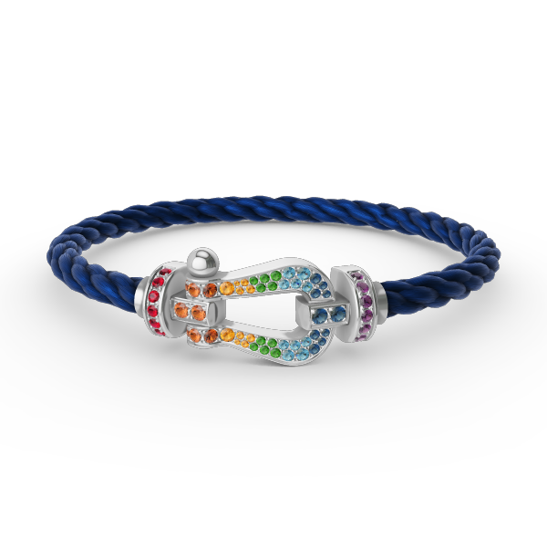 [Okajuri Jewelry] FORC LARGE HORSESHOE  COLORED DIAMOND BRACELET SILVER