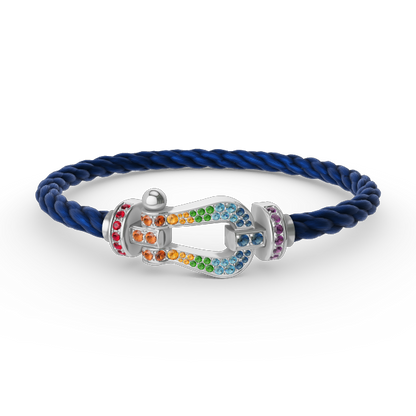 [Okajuri Jewelry] FORC LARGE HORSESHOE  COLORED DIAMOND BRACELET SILVER