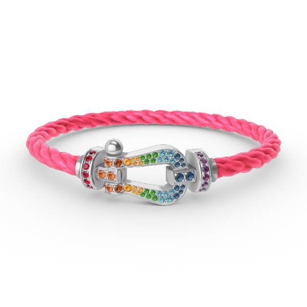 [Okajuri Jewelry] FORC LARGE HORSESHOE  COLORED DIAMOND BRACELET SILVER
