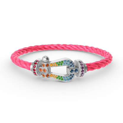 [Okajuri Jewelry] FORC LARGE HORSESHOE  COLORED DIAMOND BRACELET SILVER