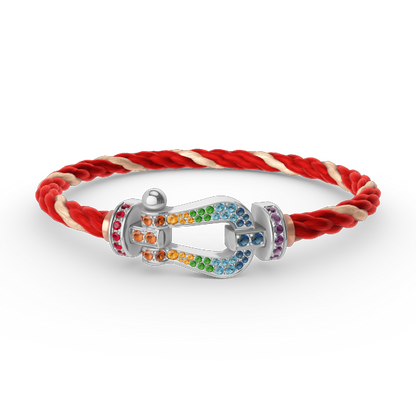 [Okajuri Jewelry] FORC LARGE HORSESHOE  COLORED DIAMOND BRACELET SILVER