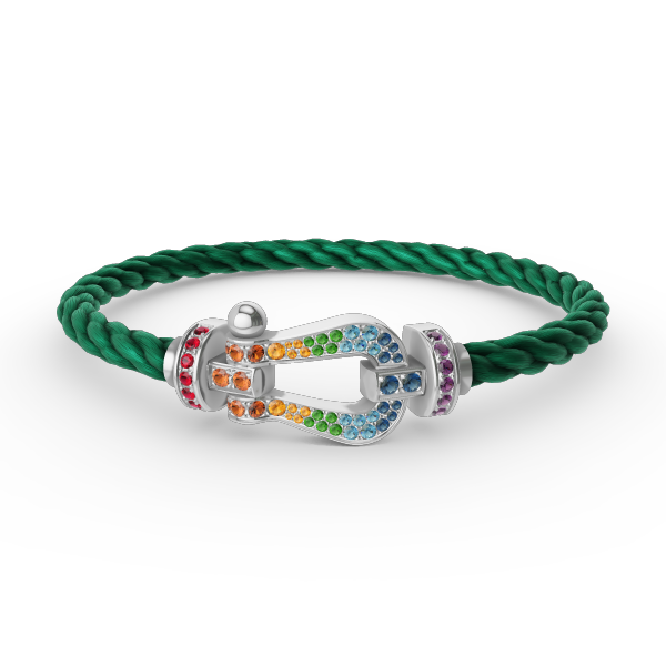 [Okajuri Jewelry] FORC LARGE HORSESHOE  COLORED DIAMOND BRACELET SILVER