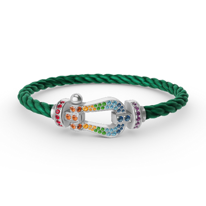 [Okajuri Jewelry] FORC LARGE HORSESHOE  COLORED DIAMOND BRACELET SILVER