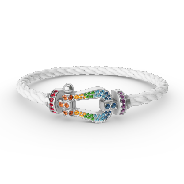 [Okajuri Jewelry] FORC LARGE HORSESHOE  COLORED DIAMOND BRACELET SILVER
