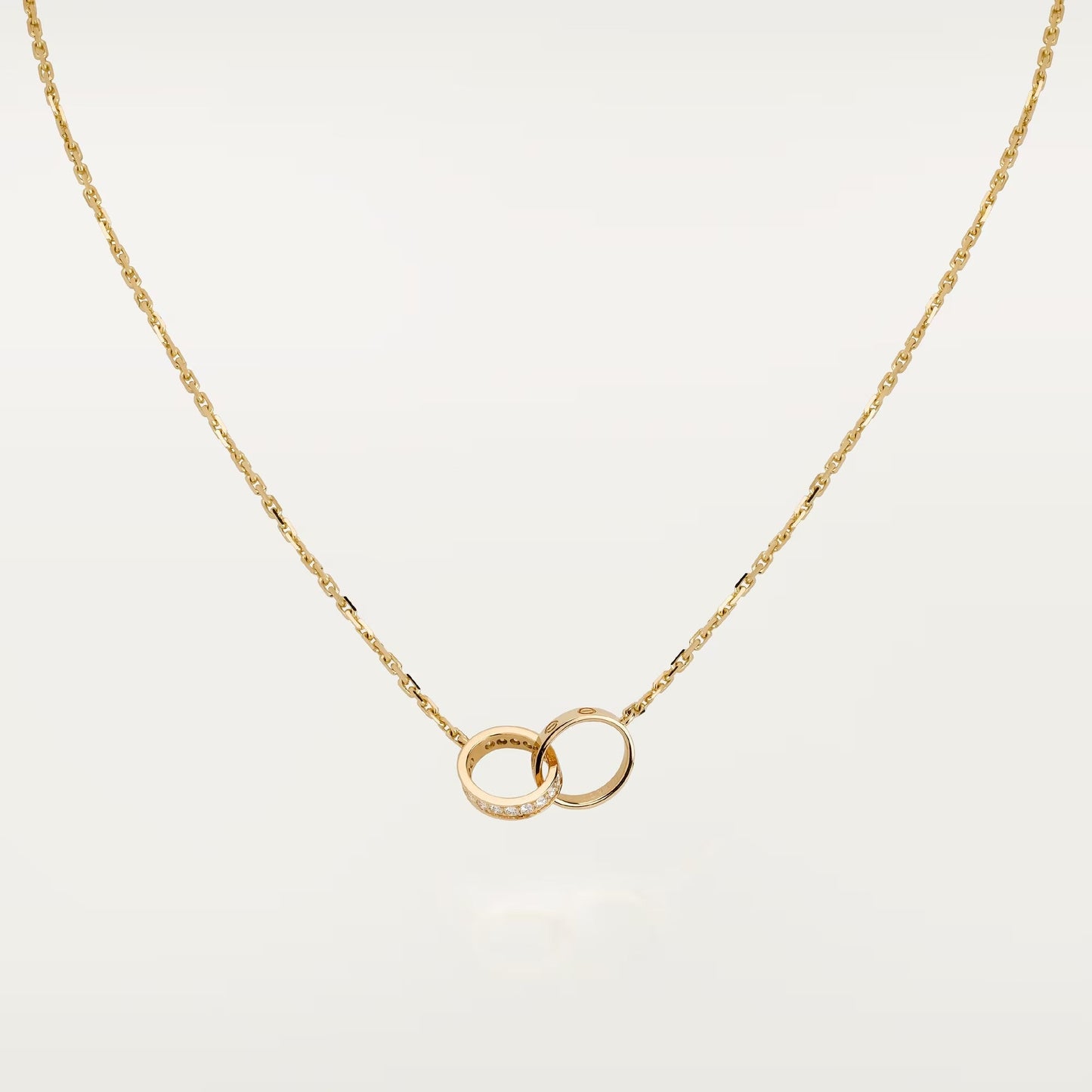 [Okajuri Jewelry] LOVE DOUBLE RING HALF DIAMOND NECKLACE