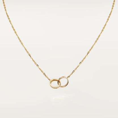 [Okajuri Jewelry] LOVE DOUBLE RING HALF DIAMOND NECKLACE