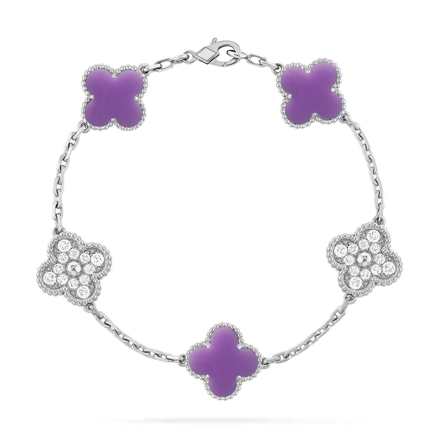 [Okajuri Jewelry] CLOVER 5 MOTIF LIGHT PURPLE BRACELET COLLECTION