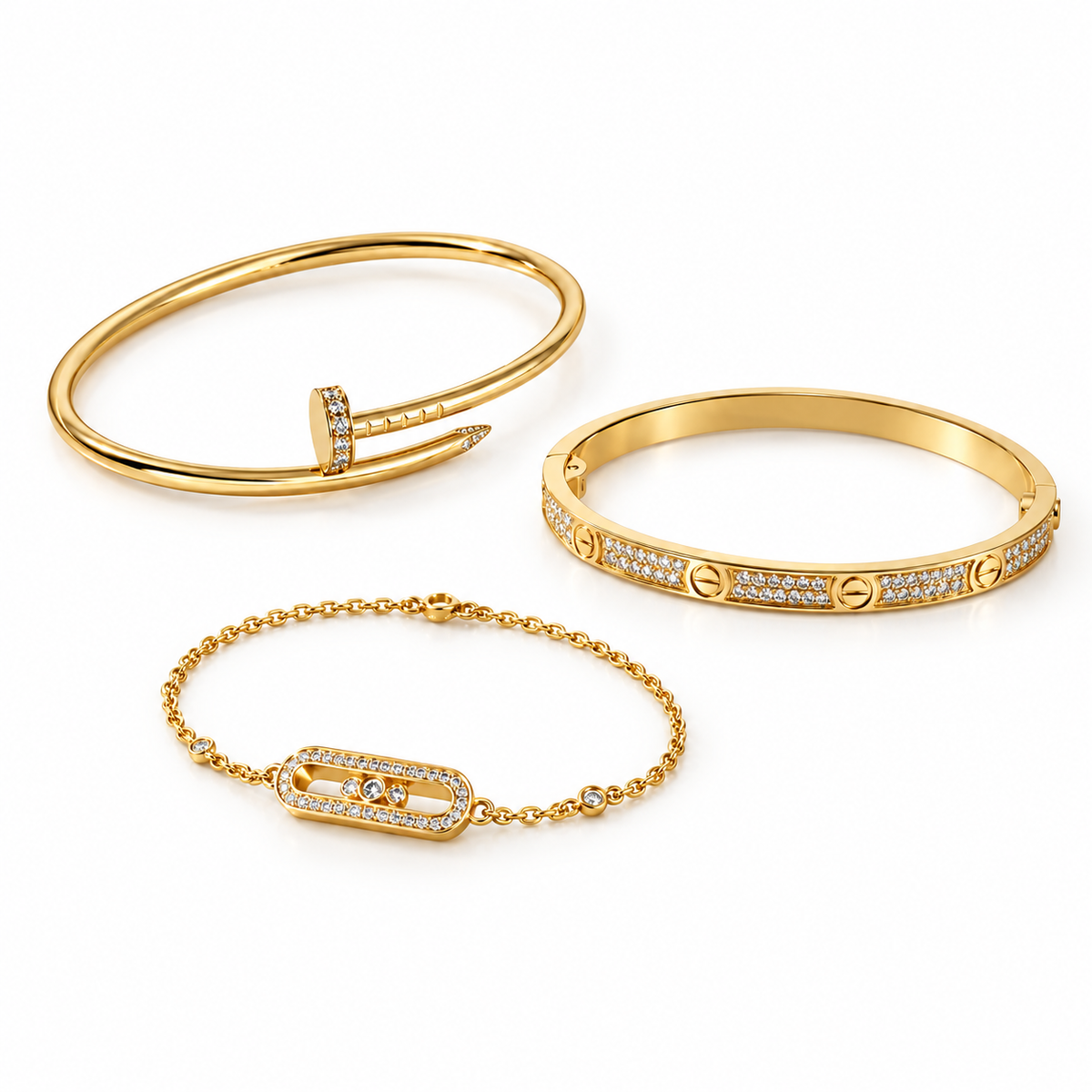 [Oakjuri™ Jewelry] ] LOVE & JUSTE Baby Move Diamond Bracelet Stack Set