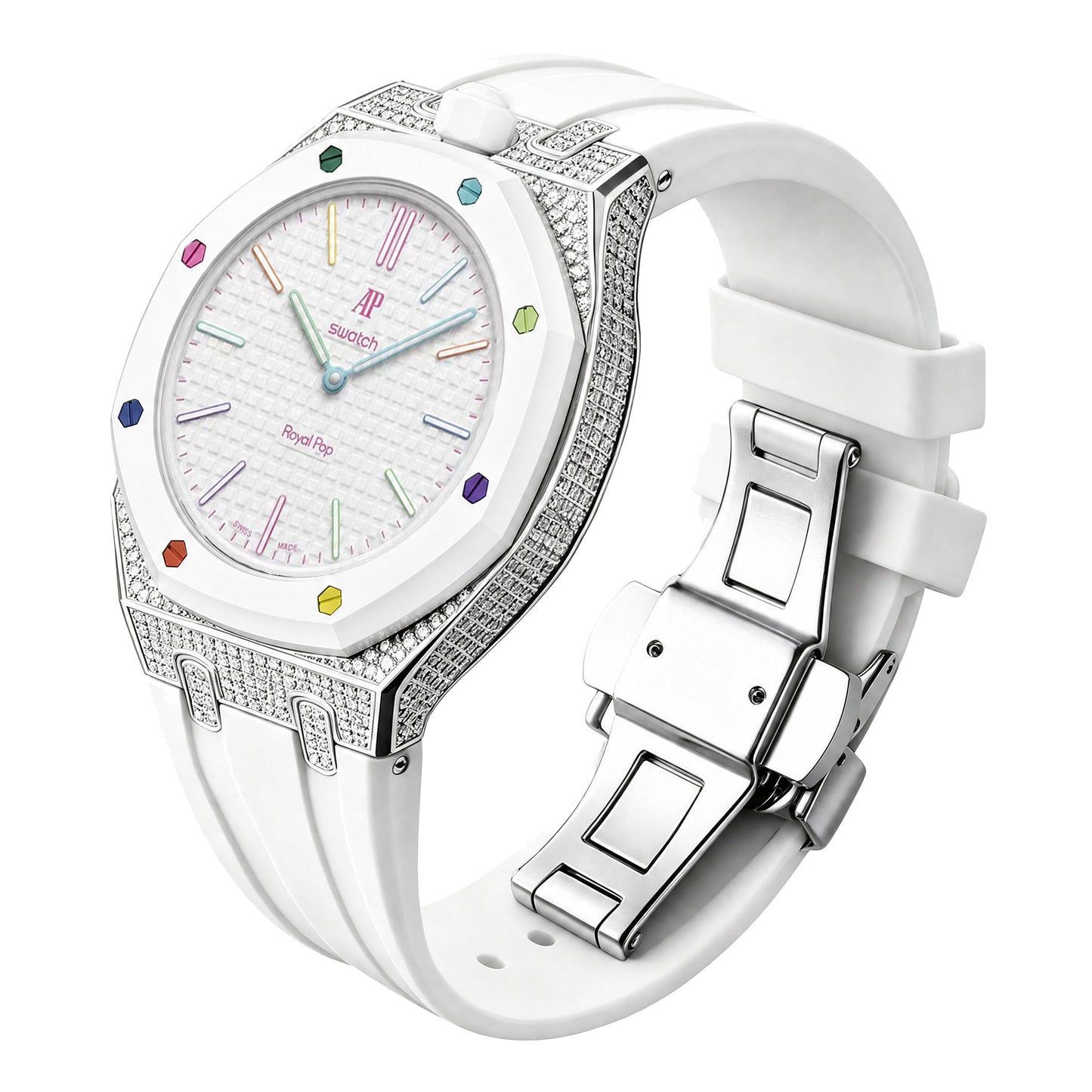 Royal Oak Pop Exclusive Steel Case With Diamond(Moissanite) & Silicone Strap