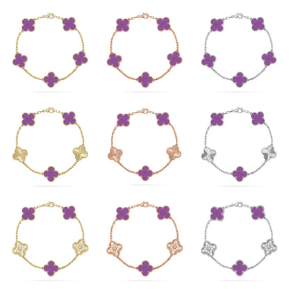 [Okajuri Jewelry] CLOVER 5 MOTIF VIOLET BRACELET COLLECTION