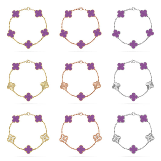 [Okajuri Jewelry] CLOVER 5 MOTIF VIOLET BRACELET COLLECTION