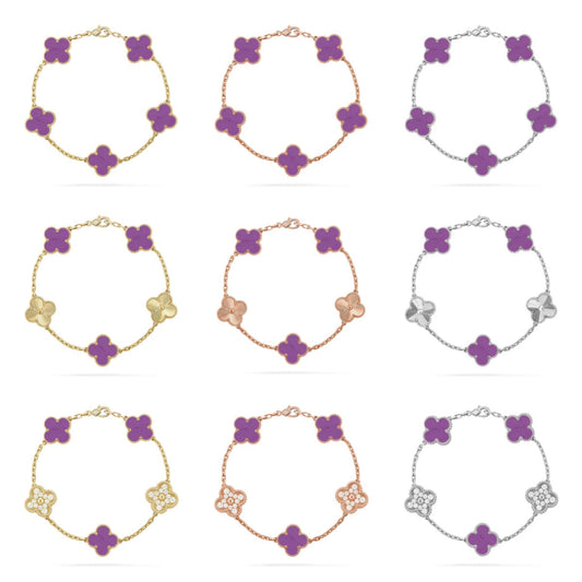 [Okajuri Jewelry]  CLOVER 5 MOTIF VIOLET BRACELET COLLECTION